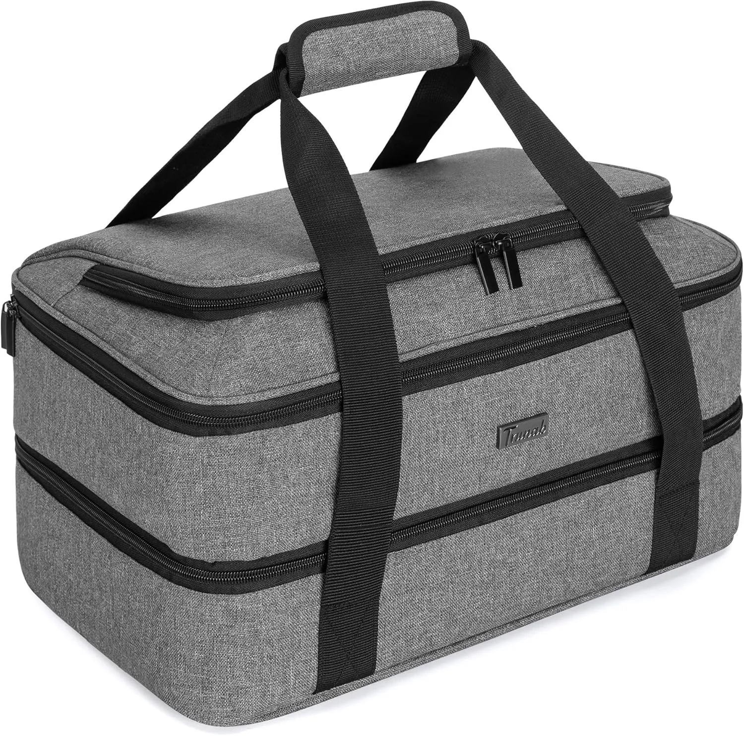 Trunab Casserole Carrier for Hot or Cold Food Insulated Casserole Dish Carrier Thermal Tote Bag for Picnic, Fits 9"×13" Baking Dish, Grey (Grey, Double Decker Tool Room)