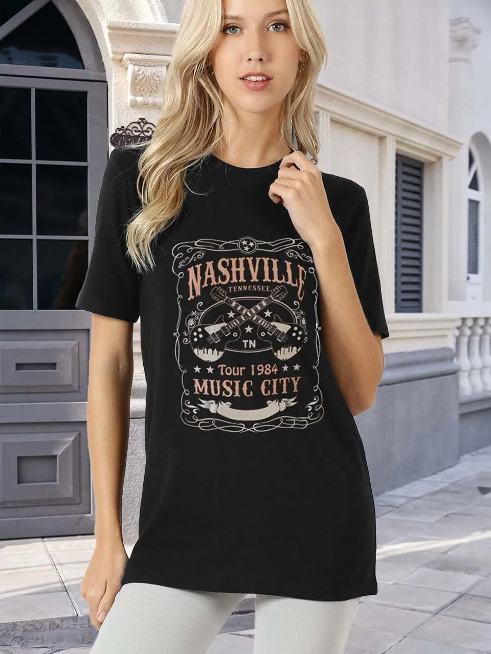 Try That in A Small Town Shirt Women Vintage Country Music T Shirts Rock Band Tees Short Sleeve Tops