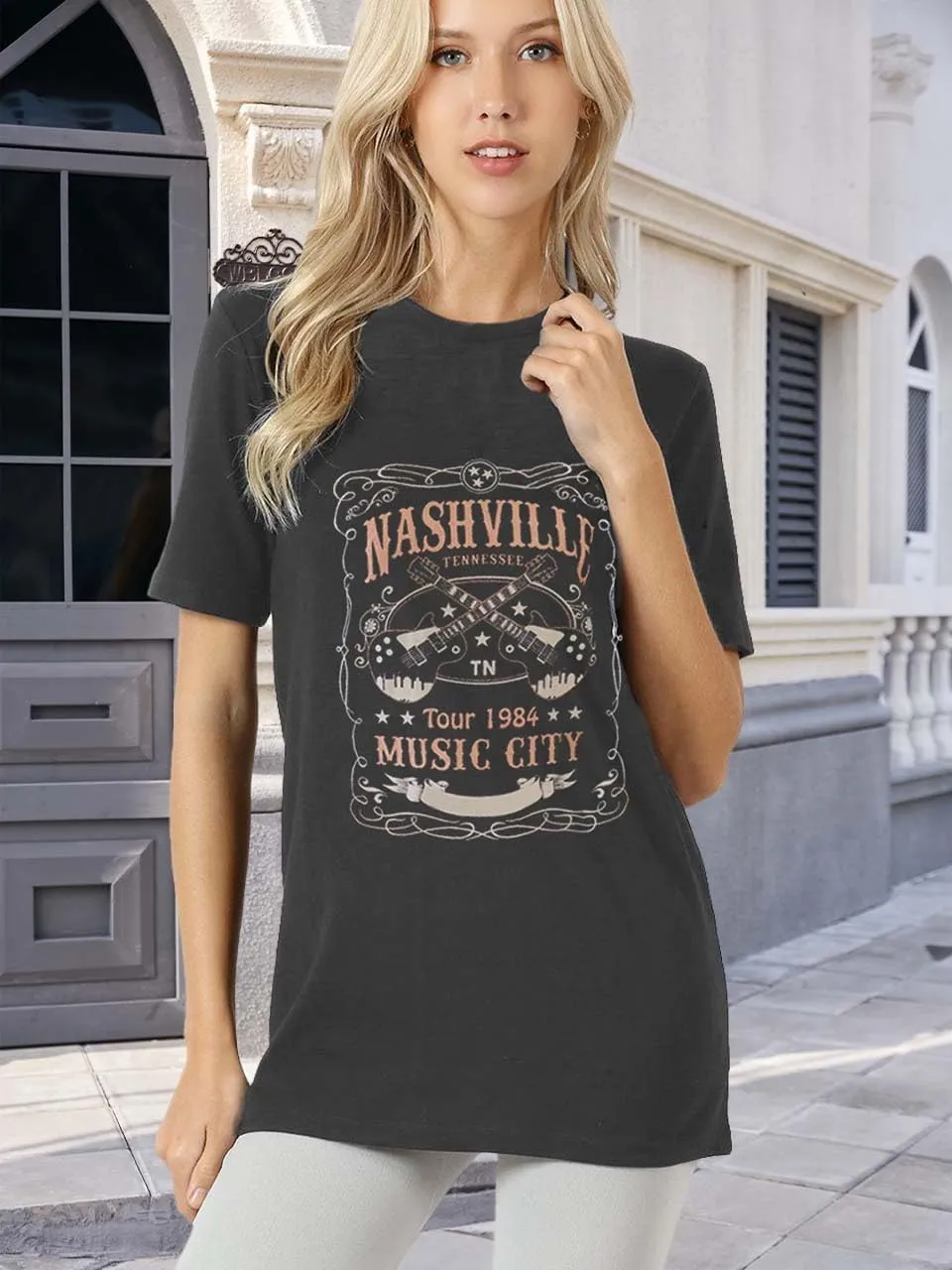 Try That in A Small Town Shirt Women Vintage Country Music T Shirts Rock Band Tees Short Sleeve Tops