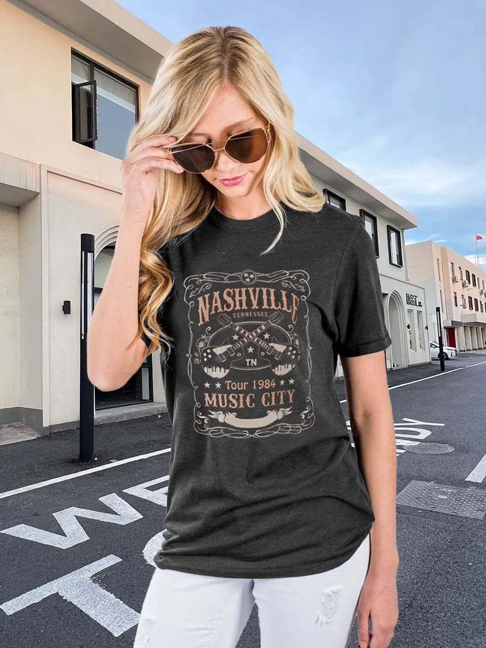 Try That in A Small Town Shirt Women Vintage Country Music T Shirts Rock Band Tees Short Sleeve Tops