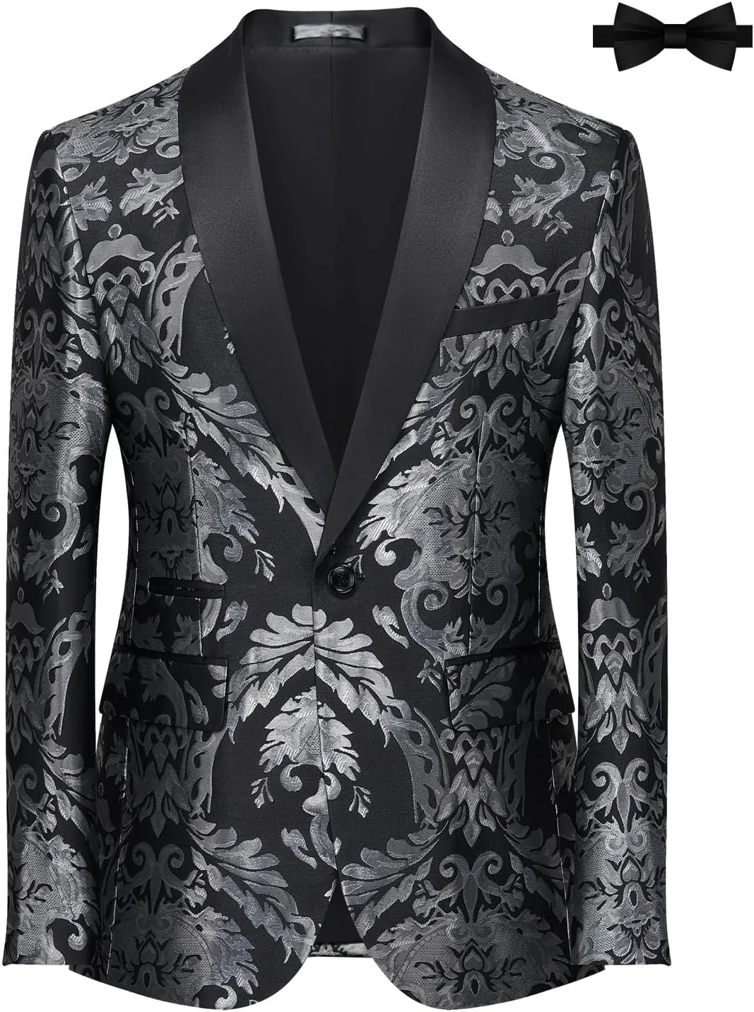 Tuxedo Suits for Men 2 Piece Regular Fit Suit Floral Blazer Jacket Waistcoat Pants Men Suit Set for Wedding Prom