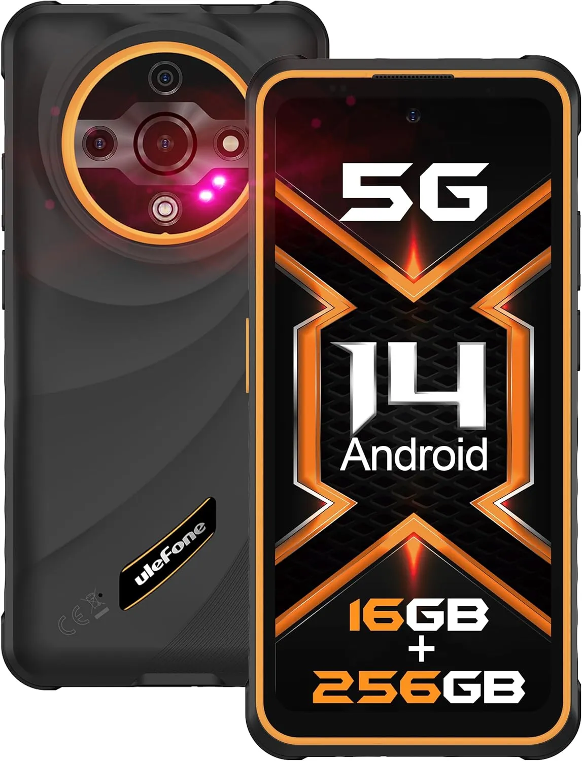 Ulefone Armor X31 Pro 5G Rugged Phone, MTK Dimensity 6300 5G, 16GB 256GB, Android 14, 6.56” 120Hz, 64MP 25MP 16MP Camera, 6050mAh, Google Lens, NFC/IR Blaster/GPS, Glare Flashlight, IP68/IP69K -Orange