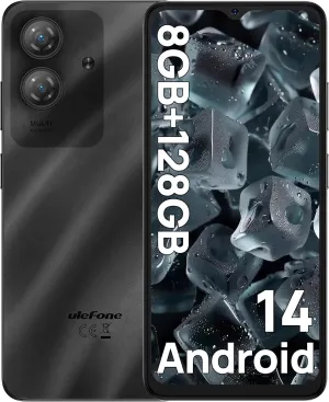 Ulefone Note 21 Unlocked Phones, 8GB 128GB/1TB Expansion Android 14, Octa Core, 6.56 inch HD , 13MP   8MP Camera, 5000mAh, Dual 4G Unlocked Smartphone, Fingerprint/Face ID, Widevine L1, Black