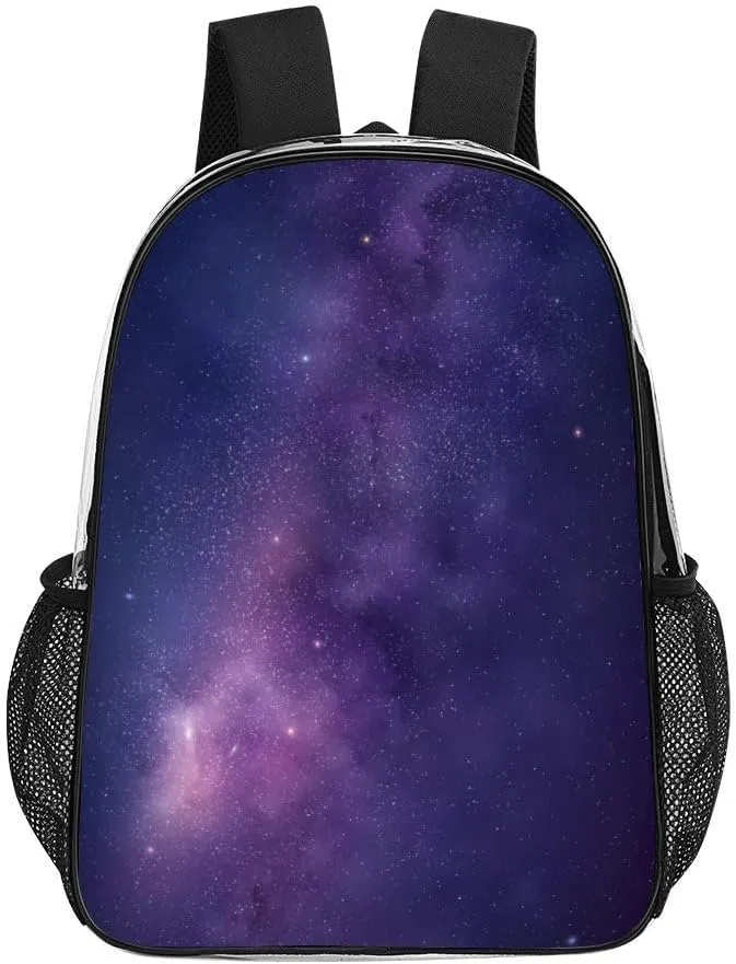 Universe Galaxy Outer Space Clear Backpacks PVC Transparent Laptop Backpack Multipurpose Double Shoulder Bag for Men Women Gifts