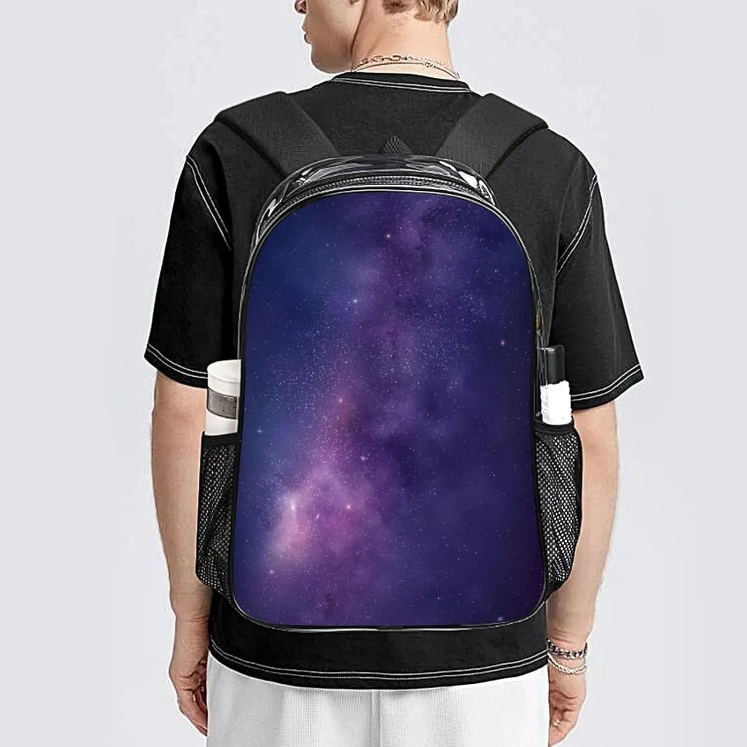 Universe Galaxy Outer Space Clear Backpacks PVC Transparent Laptop Backpack Multipurpose Double Shoulder Bag for Men Women Gifts