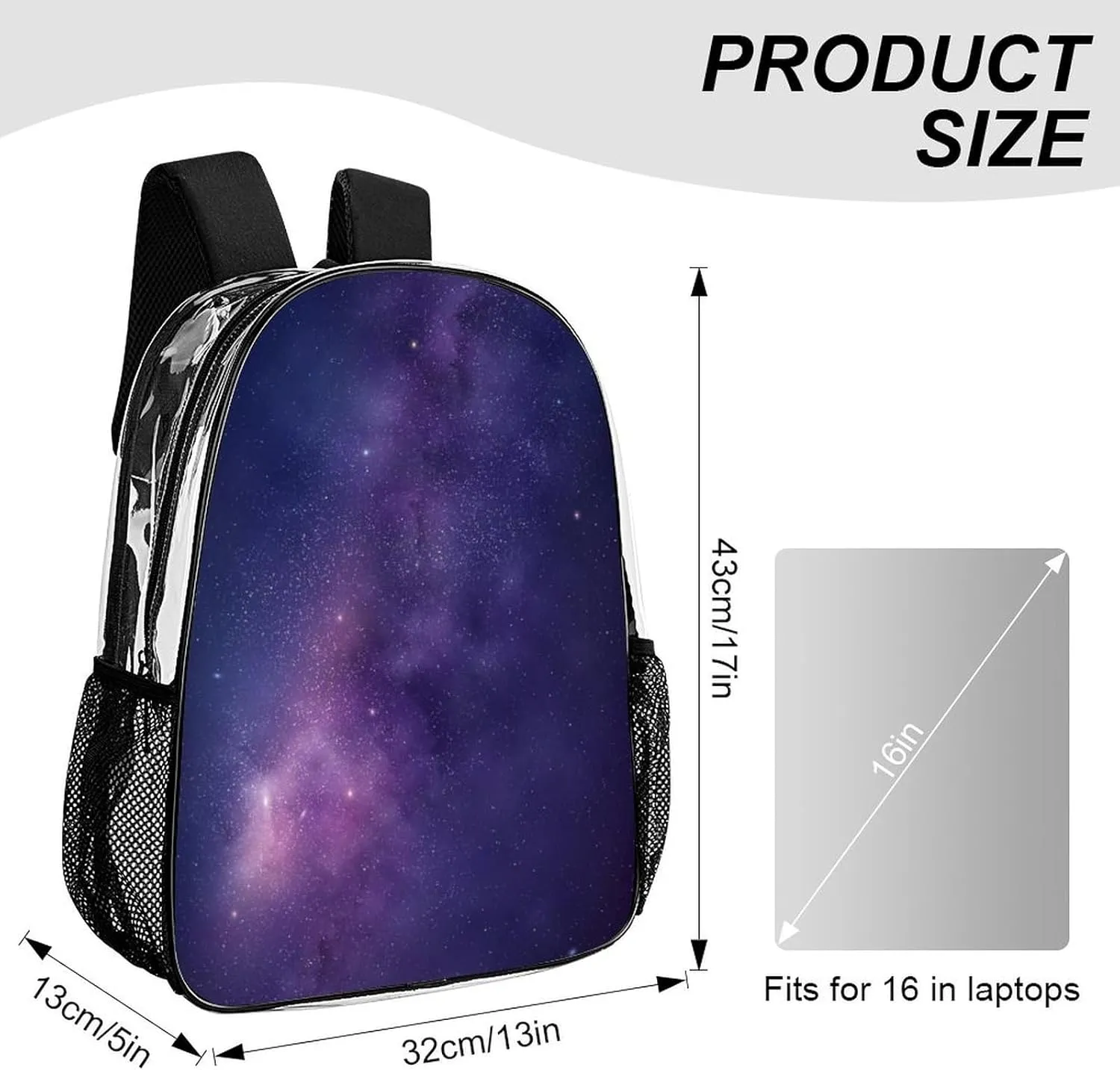 Universe Galaxy Outer Space Clear Backpacks PVC Transparent Laptop Backpack Multipurpose Double Shoulder Bag for Men Women Gifts
