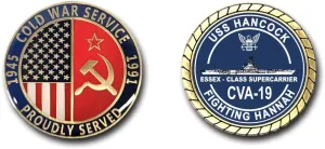 USS Hancock CVA-19 Cold War Service Silhouette Challenge Coin