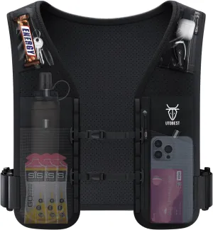 UTOBEST Running Vest for Women Men, Reflective Hydration Vest,5L Phone Holder with Adjustable Belt & Ample Storage Black only Vest