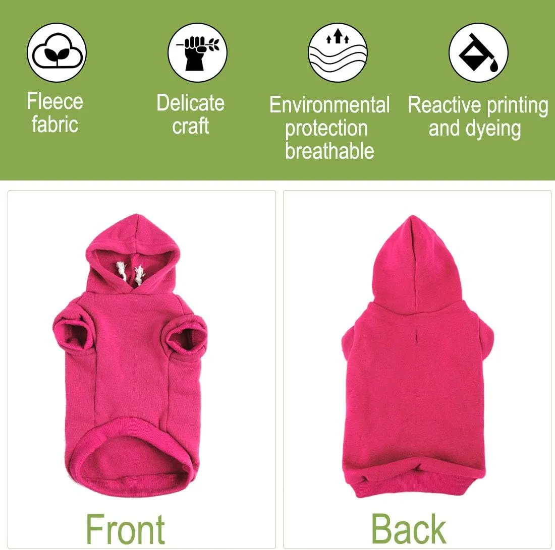 uxcell 1 Pack Hoodies for Dogs, Pet Clothes Sweaters, Soft and Comfy Basic Dog Hoodie Sweatshirt in Fuchsia Size M Back Length 10.2"