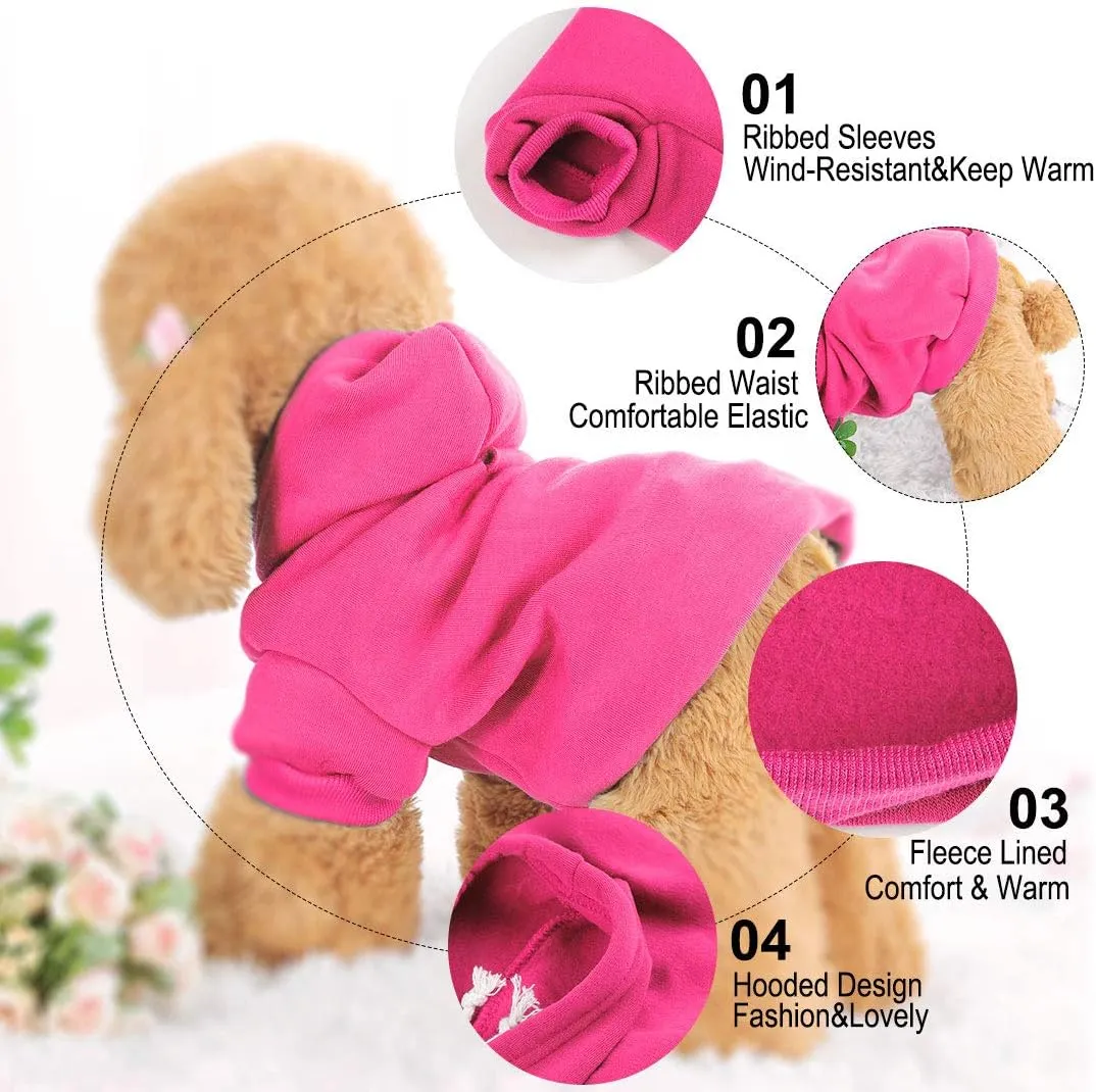 uxcell 1 Pack Hoodies for Dogs, Pet Clothes Sweaters, Soft and Comfy Basic Dog Hoodie Sweatshirt in Fuchsia Size M Back Length 10.2"