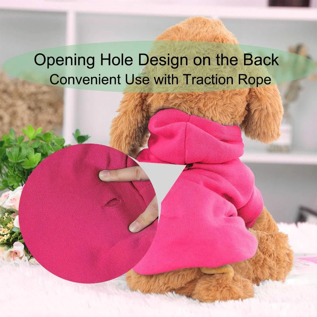 uxcell 1 Pack Hoodies for Dogs, Pet Clothes Sweaters, Soft and Comfy Basic Dog Hoodie Sweatshirt in Fuchsia Size M Back Length 10.2"