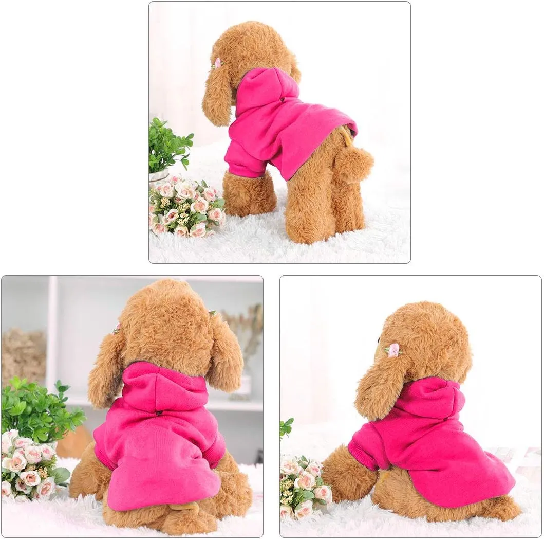 uxcell 1 Pack Hoodies for Dogs, Pet Clothes Sweaters, Soft and Comfy Basic Dog Hoodie Sweatshirt in Fuchsia Size M Back Length 10.2"