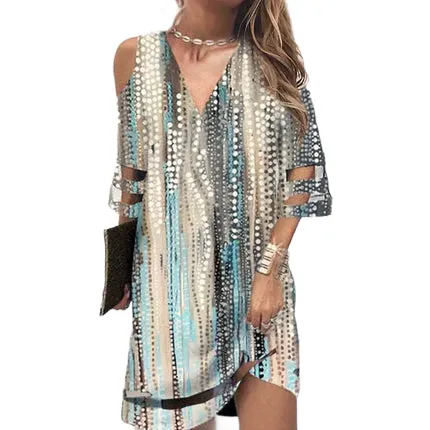 V Neck Summer Tie Dye Dresses