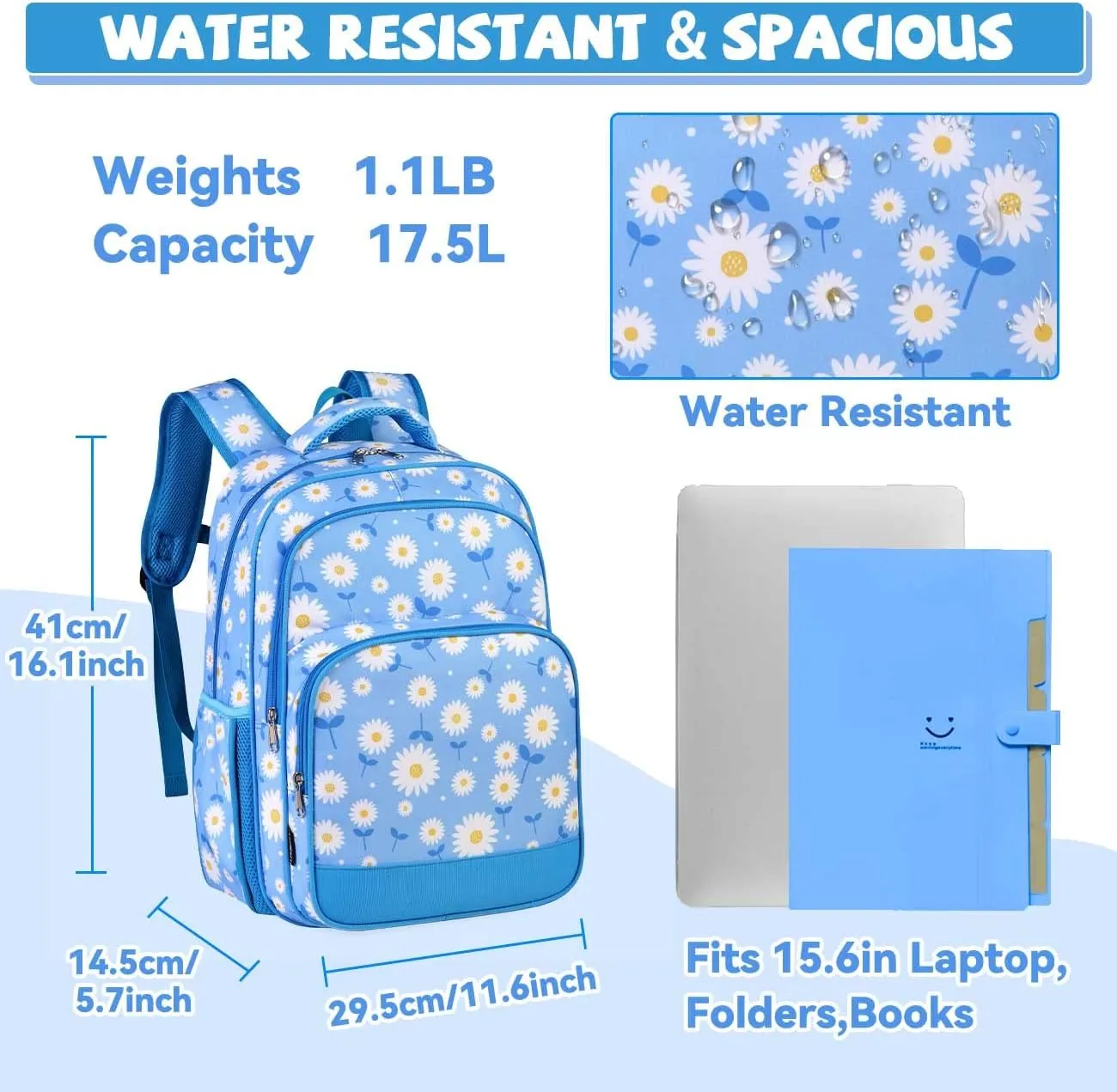 VASCHY Kids backpacks, 16in Water Resistant Boys Girls Backpack for Preschool/Primary/Elementary School Bookbag