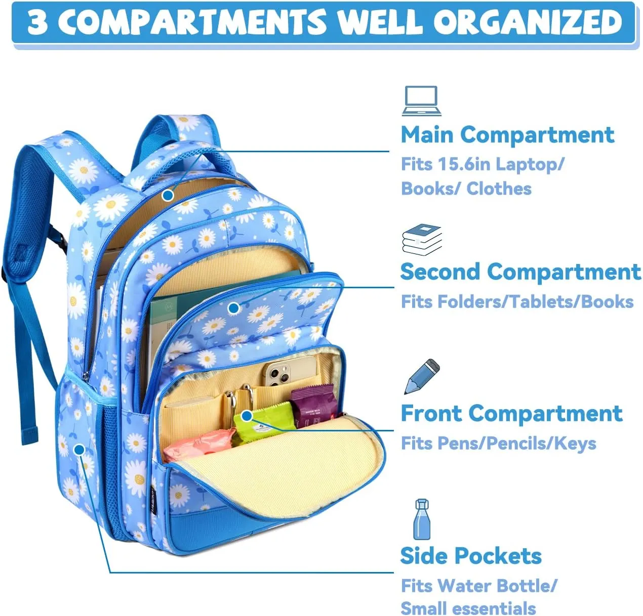 VASCHY Kids backpacks, 16in Water Resistant Boys Girls Backpack for Preschool/Primary/Elementary School Bookbag