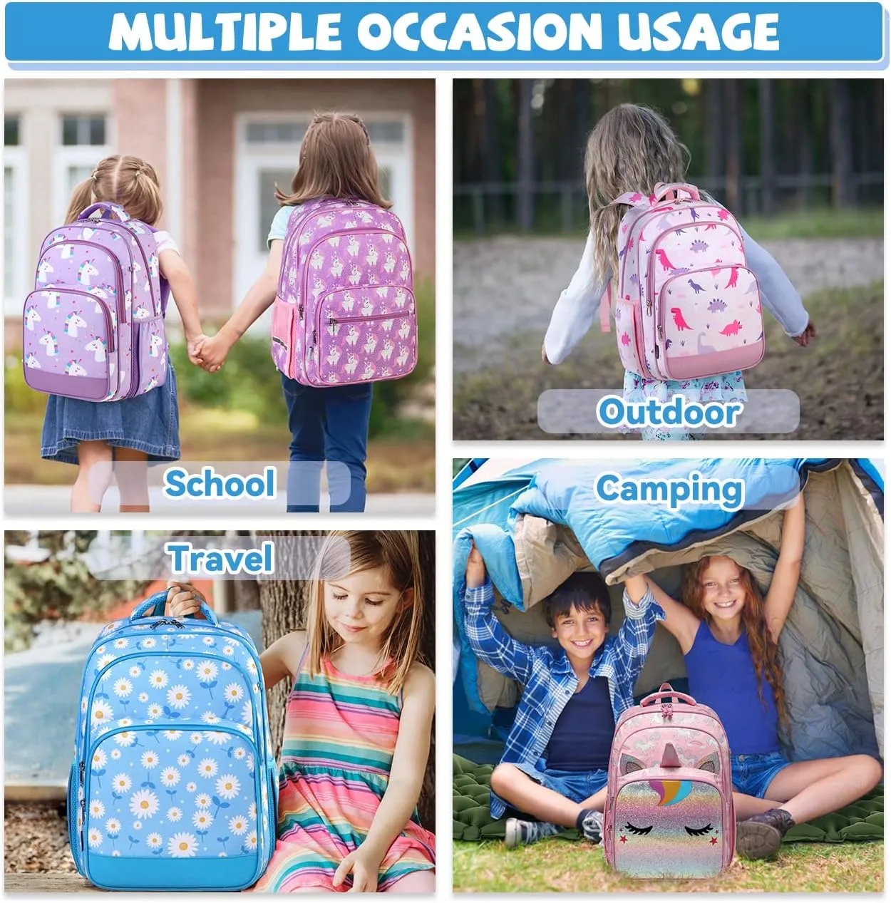 VASCHY Kids backpacks, 16in Water Resistant Boys Girls Backpack for Preschool/Primary/Elementary School Bookbag