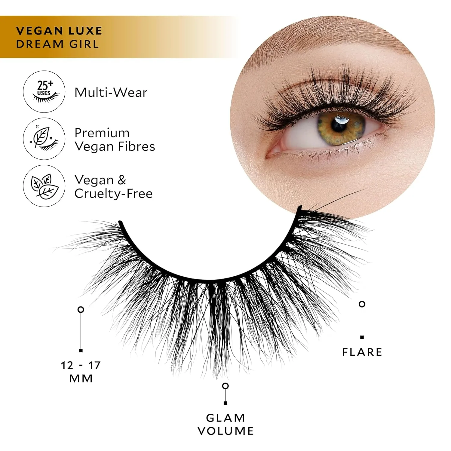 Velour Vegan Luxe Eyelashes, Luxurious Natural False Lashes, Lightweight, Reusable, Handmade Fake Lash Extensions, Wear up to 25 Times, 100% Vegan Mink, Soft & Comfortable, All Eye Shapes