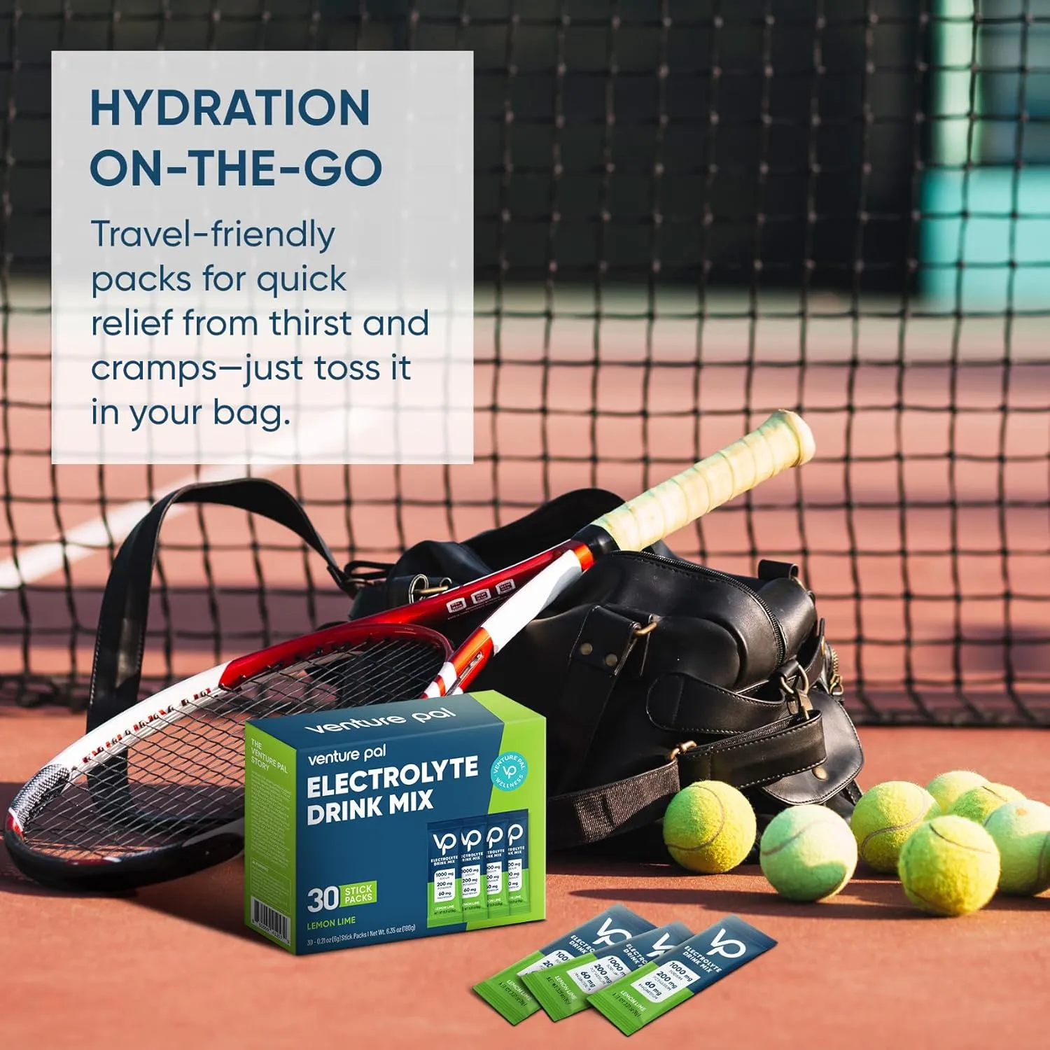 Venture Pal High Sodium Sugar-Free Electrolyte Powder Packets - Hydration Packets with Sodium, Potassium & Magnesium | Zero Calories | Vegan, Keto, and Paleo Friendly | 30 Sticks
