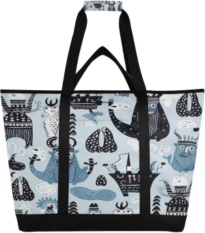 Vikings Ship Reusable Insulated Lunchbox Cooler Bag, Leakproof Kitchen Grocery Bag Collapsible Portable Cooler Tote Bag for Picnic, Camping, Office, Travel