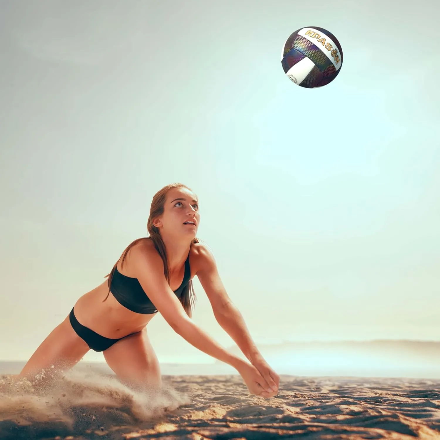 Volleyballs, Holographic Glowing Volleyball Official Size 5, Indoor Outdoor Beach Volleyball Ball for Men Women