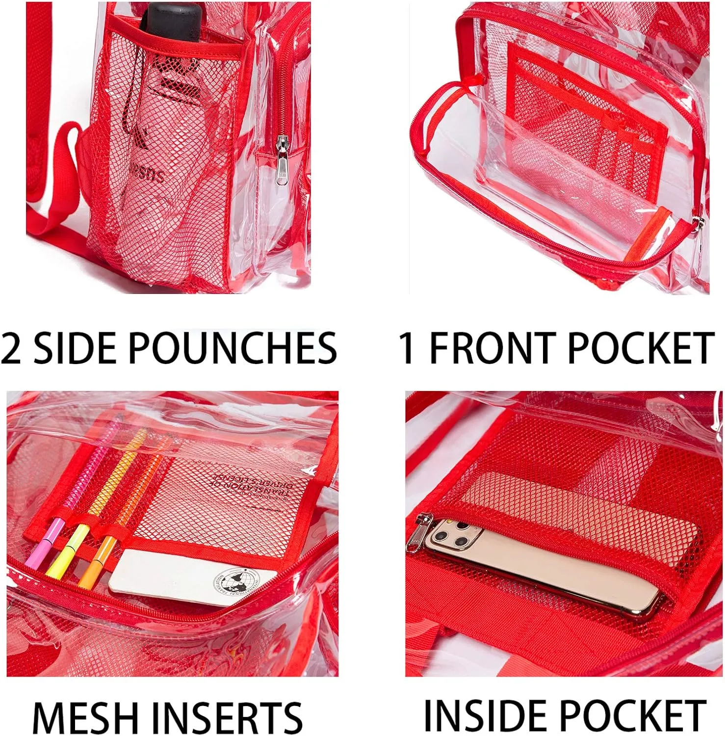 Vorspack Clear Backpack - Heavy Duty PVC Transparent See Through Backpack for College & Workplace
