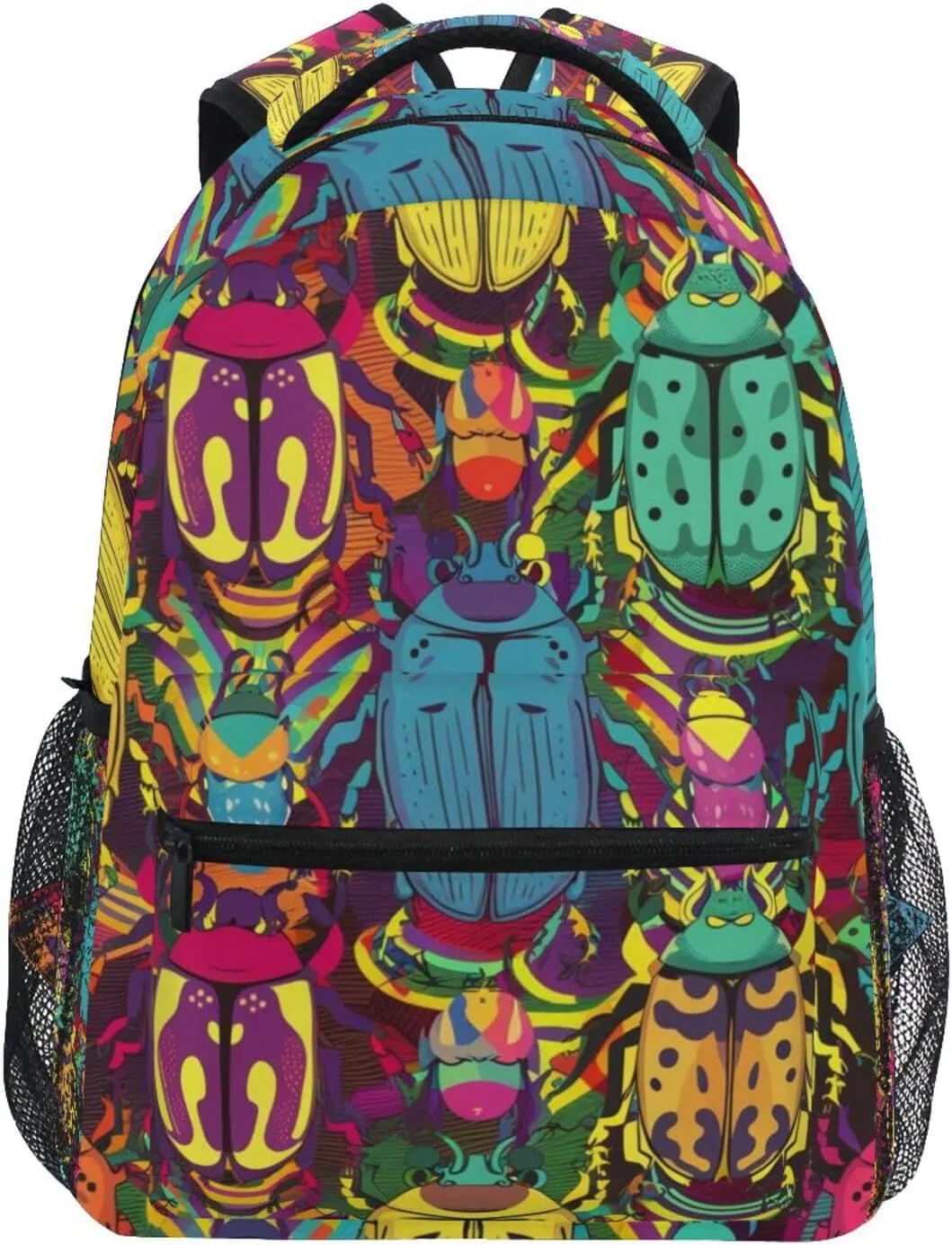 Watercolor Colorful Beetles Boys Girls Kids School Backpacks Bookbag, School Bag Travel Backpack Daypack