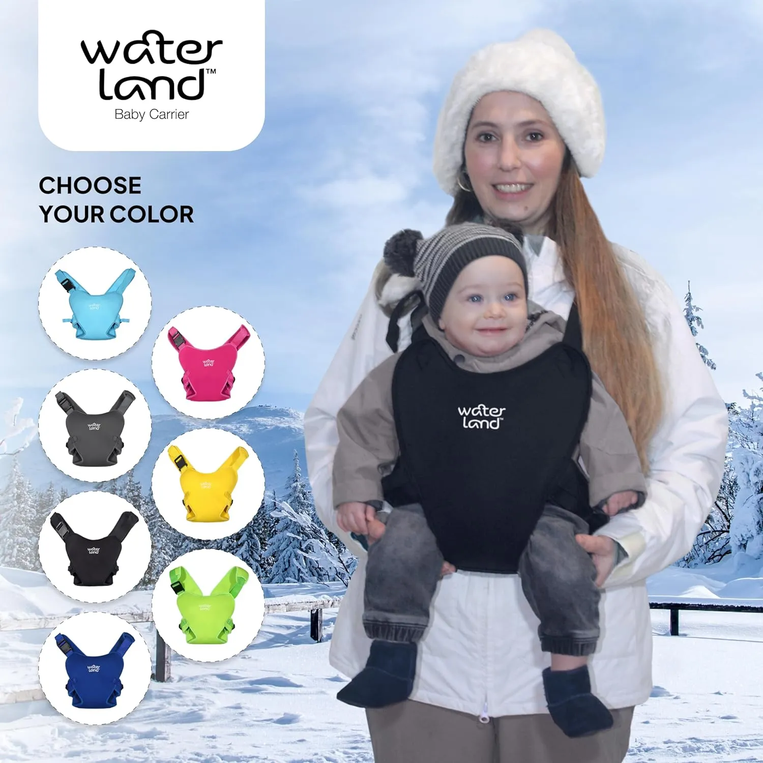 WaterLand Baby Carrier - Innovative Carrier You Can Use Both in Water & Land - Waterproof Infant Chest Holder with Adjustable Straps, Lightweight Toddler Harness for Pool & Beach (Pink Flamingo)