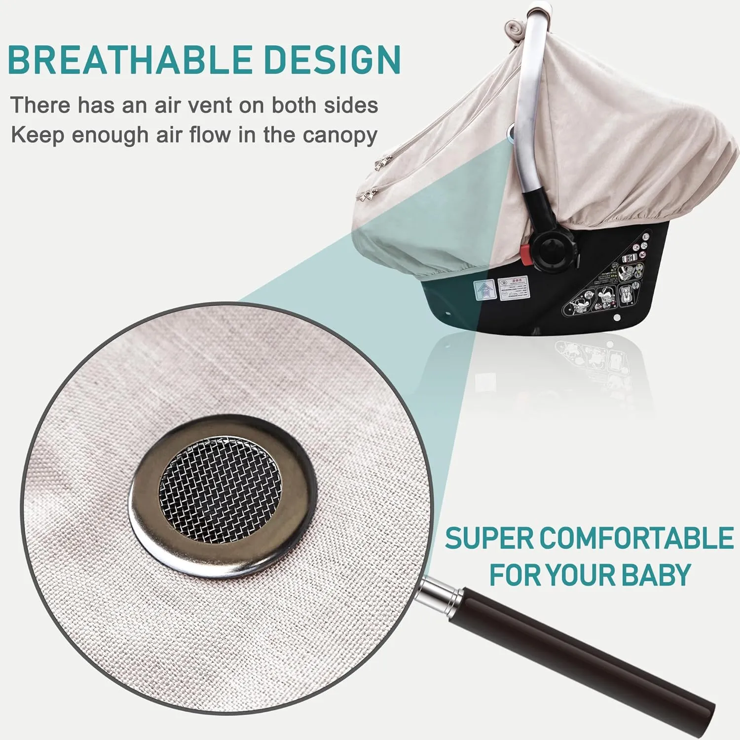Waterproof Baby Car Seat Cover，YVMVDV Patented Cold Weather Carseat Cover for Babies,Infant Car Seat Cover Canopy for Boy Girls, Keeps Babies Warm and Cozy (Beige)