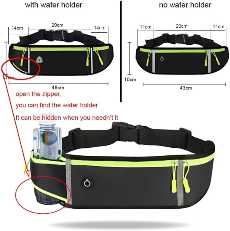 Waterproof Running Waist Bag for Men & Women | Sports Phone Holder | Gym & Cycling Belt | Portable Hydration Pack(Black)