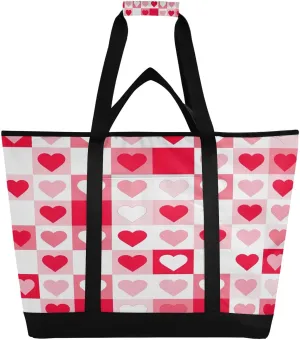 Watwatercolor Heart Reusable Insulated Lunchbox Cooler Bag, Leakproof Kitchen Grocery Bag Collapsible Portable Cooler Tote Bag for Picnic, Camping, Office, Travel