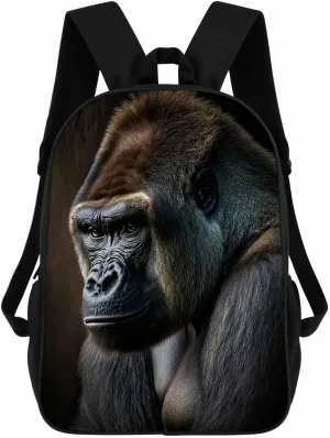 Western Lowland Gorilla Backpack Casual Daypack Wild Animal Print Laptop Bag Bookbag for Work Travel Hiking 17 Inch Style 2