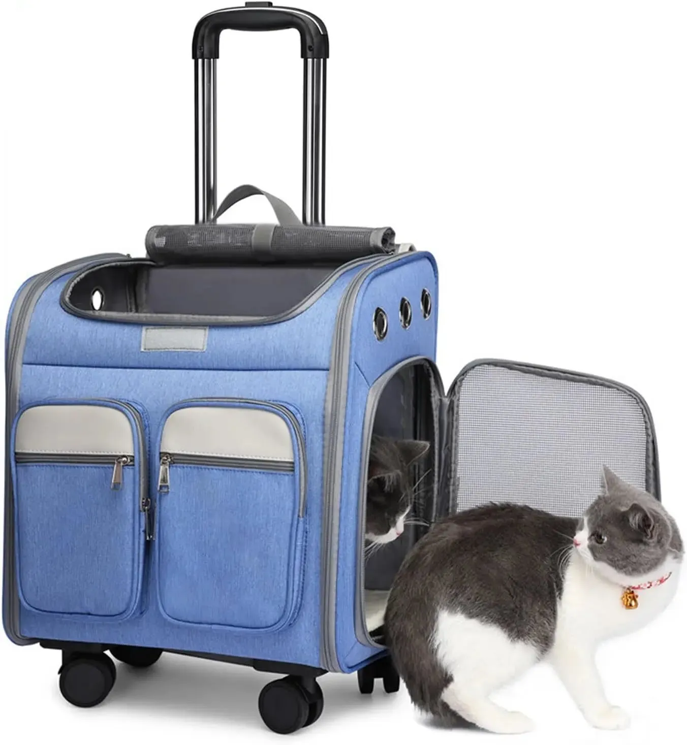 Wheeled Pet Carrier Backpack for Cats and Small Dogs