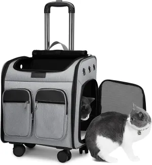 Wheeled Pet Carrier Backpack for Cats and Small Dogs