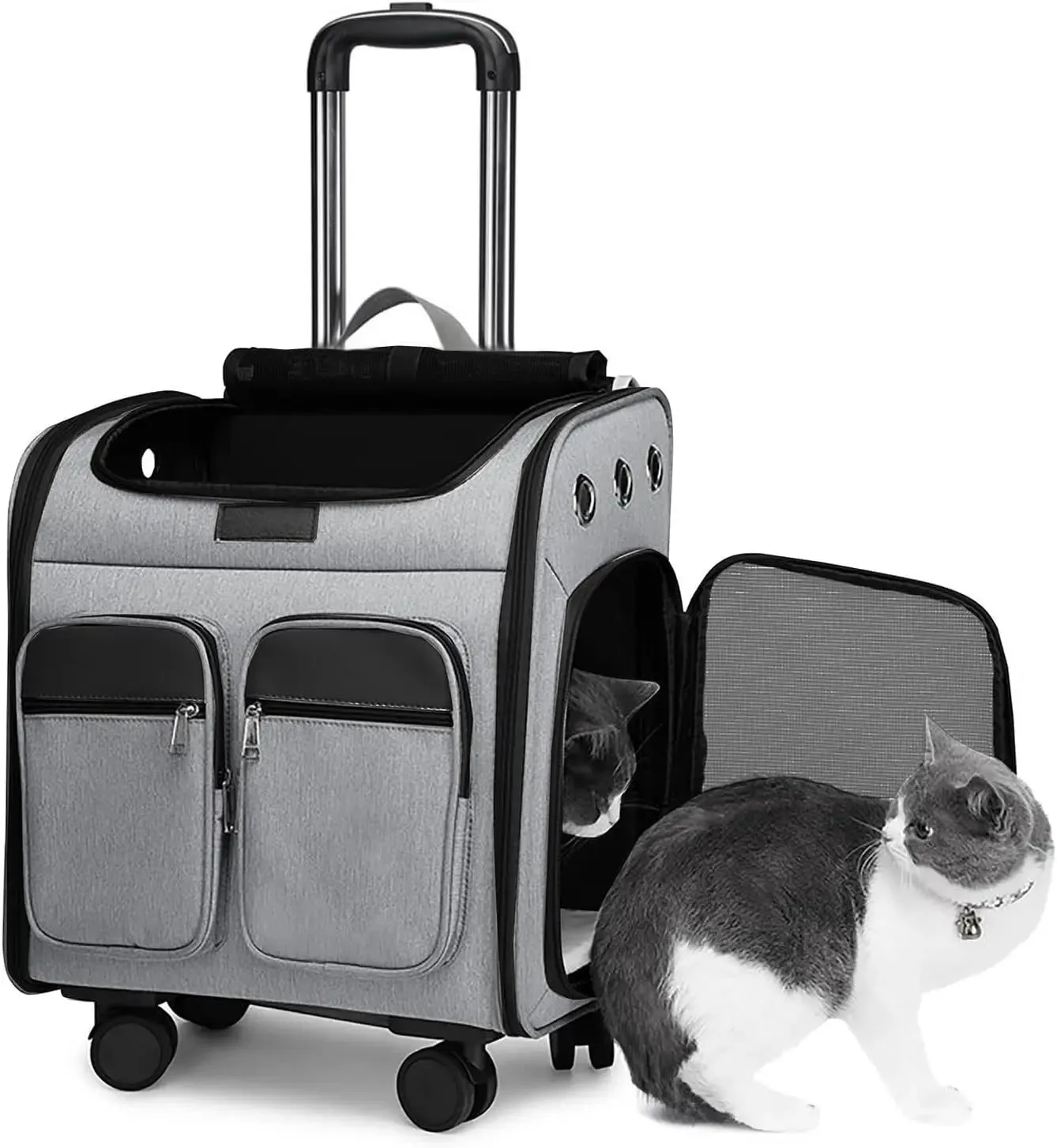 Wheeled Pet Carrier Backpack for Cats and Small Dogs