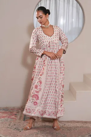White Printed Anarkali & Pants