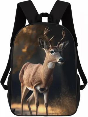 White-tailed Deer Backpack Casual Daypack Wild Animal Print Laptop Bag Bookbag for Work Travel Hiking 17 Inch Style 1