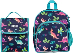 Wildkin 12 Inch Backpack Bundle with Insulated Lunch Bag (Darling Dinosaurs)