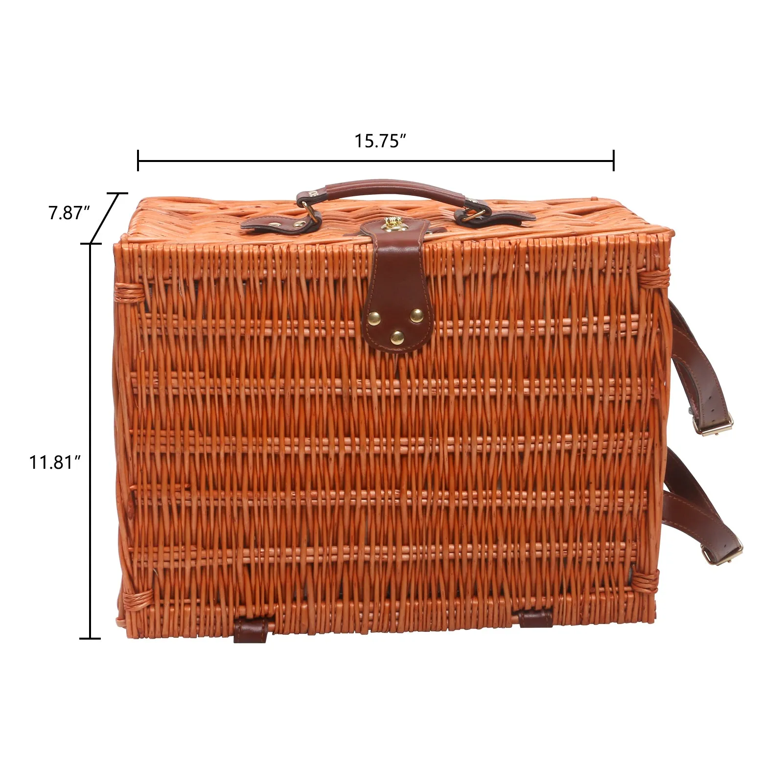 Willow Picnic Basket for 4 Persons with Insulated Compartment, Picnic Basket Sets with Utensils Cutlery Perfect for Valentine Day Wedding, Wicker Hamper for Outdoor Patio Lawn Garden Picnic & Camping