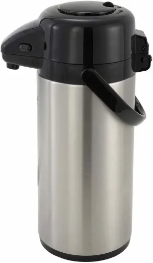 Winco Stainless Steel Lined Airpot, 3-Liter, Push Button