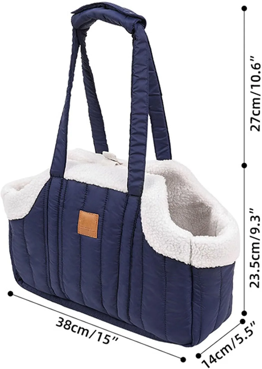 Winter Fleece Warm Dog Tote Bag, 2024 New Small Dog Carrier Purse, Waterproof Pet Travel Handbag, Carrier Purse with Secure Harness Clip for Shopping, Hiking and Walking (Blue)