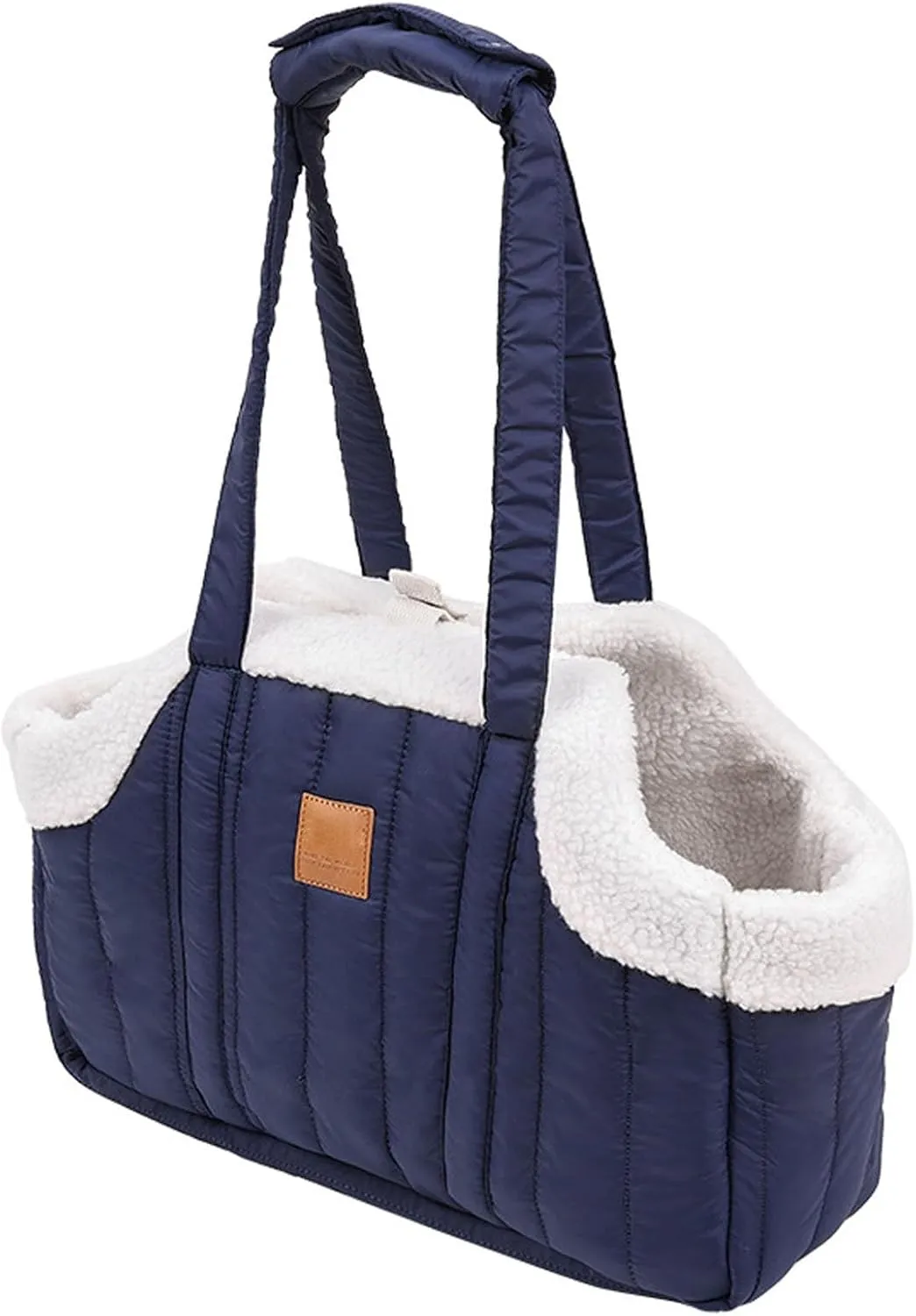 Winter Fleece Warm Dog Tote Bag, 2024 New Small Dog Carrier Purse, Waterproof Pet Travel Handbag, Carrier Purse with Secure Harness Clip for Shopping, Hiking and Walking (Blue)