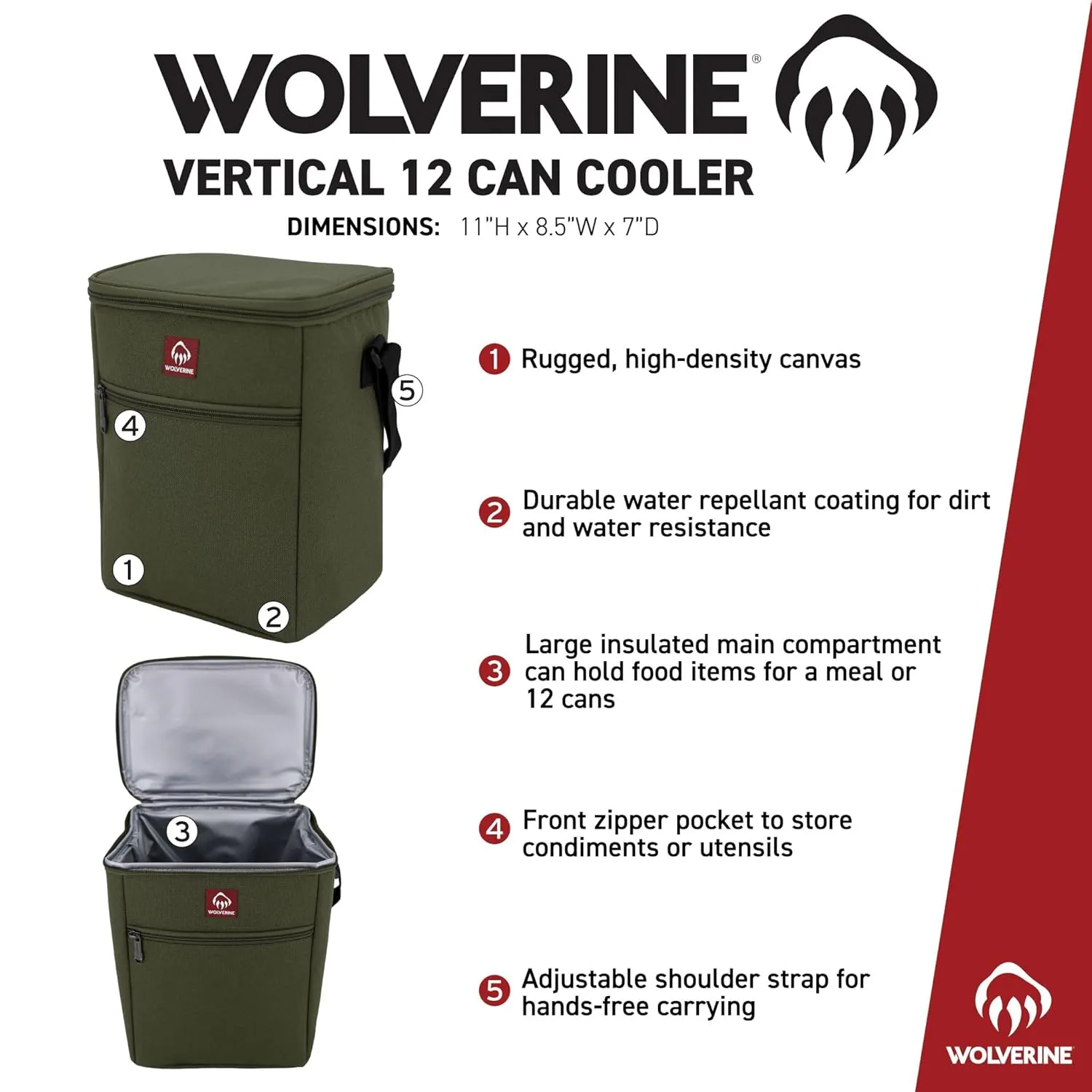 WOLVERINE Vertical 12 Can Cooler - Chestnut