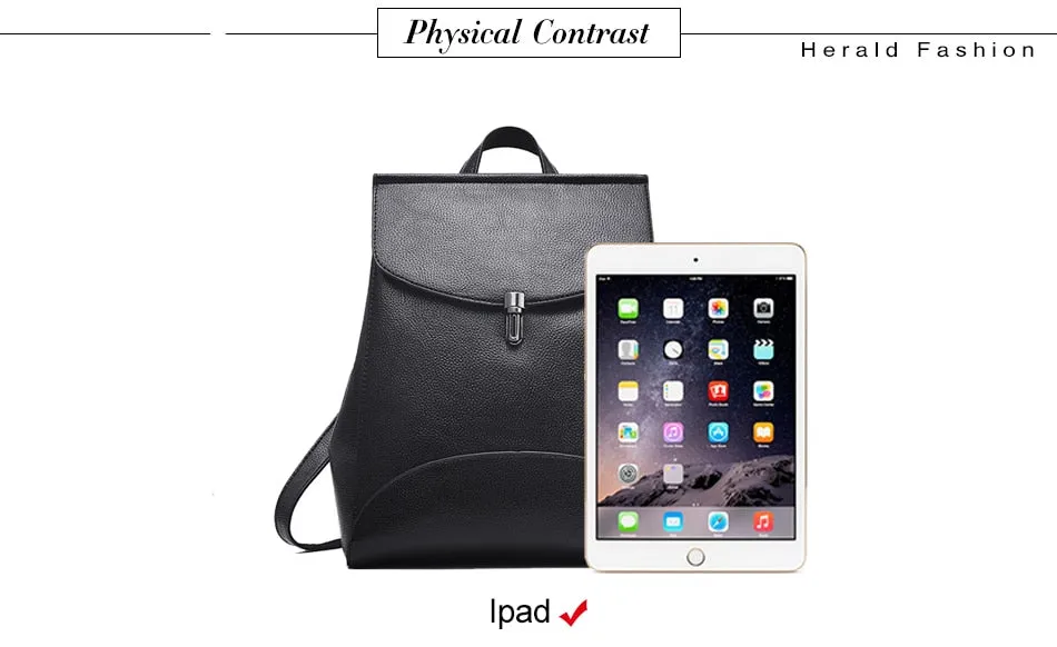 Women Backpack Quality Leather Backpack Casual Solid School Bag