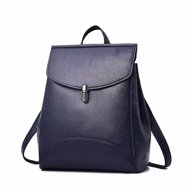 Women Backpack Quality Leather Backpack Casual Solid School Bag