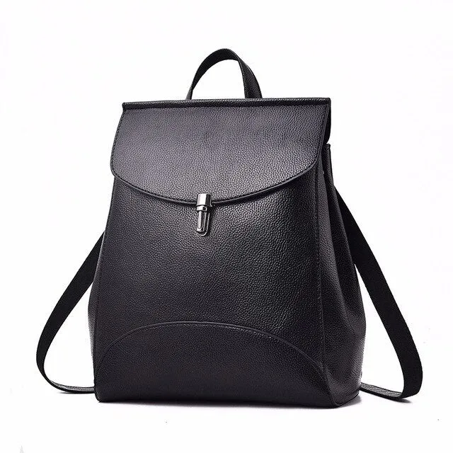 Women Backpack Quality Leather Backpack Casual Solid School Bag