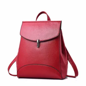 Women Backpack Quality Leather Backpack Casual Solid School Bag