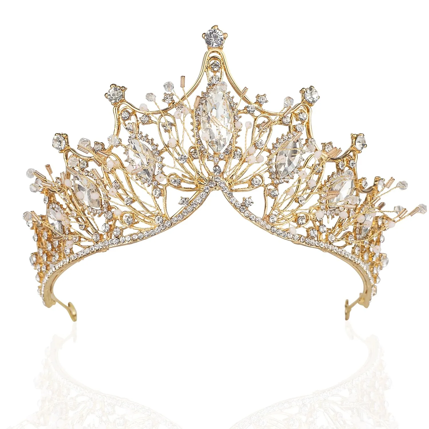 Women Baroque Queen Crown, Gold Princess Tiaras and Crowns Wedding Tiara and Crown for Bride Crowns for Women Adult and Girls - Prom Birthday Halloween