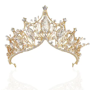 Women Baroque Queen Crown, Gold Princess Tiaras and Crowns Wedding Tiara and Crown for Bride Crowns for Women Adult and Girls - Prom Birthday Halloween