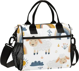 Women Cooler Bags Lunch Bag Reusable Insulated Lunch Bags Cute Sheep Crossbody with Shoulder Strap Adults S
