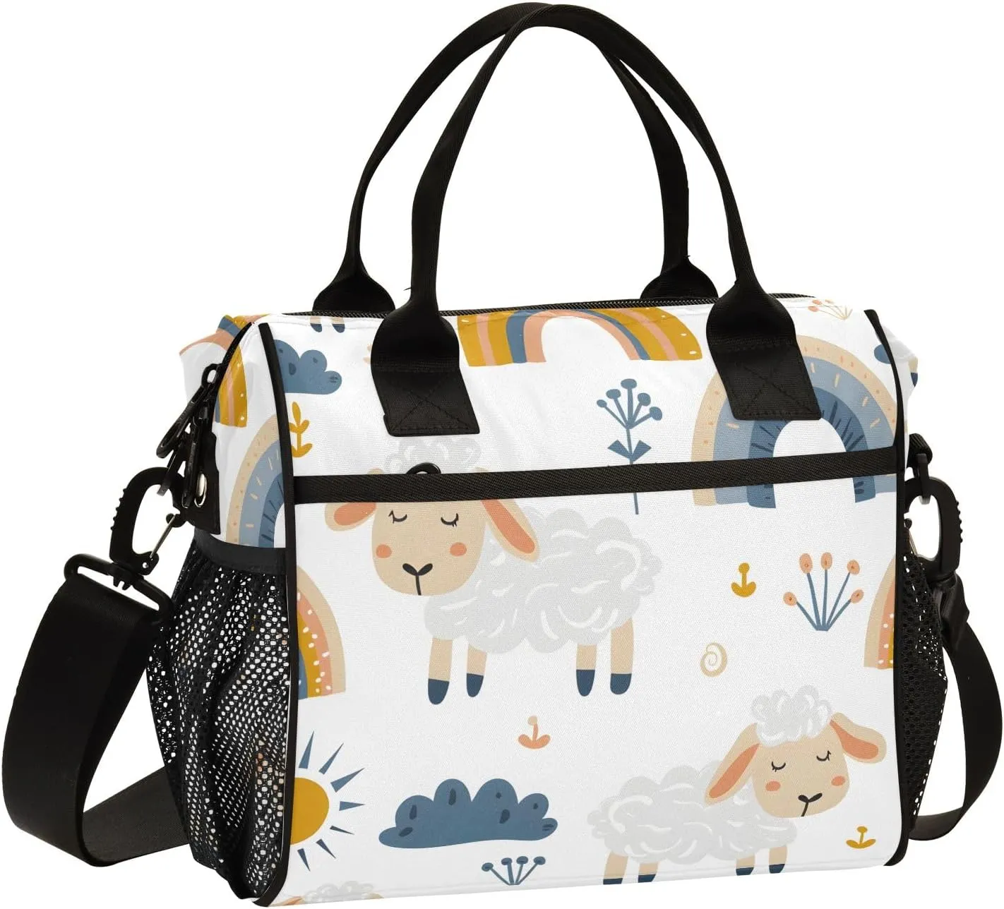 Women Cooler Bags Lunch Bag Reusable Insulated Lunch Bags Cute Sheep Crossbody with Shoulder Strap Adults S